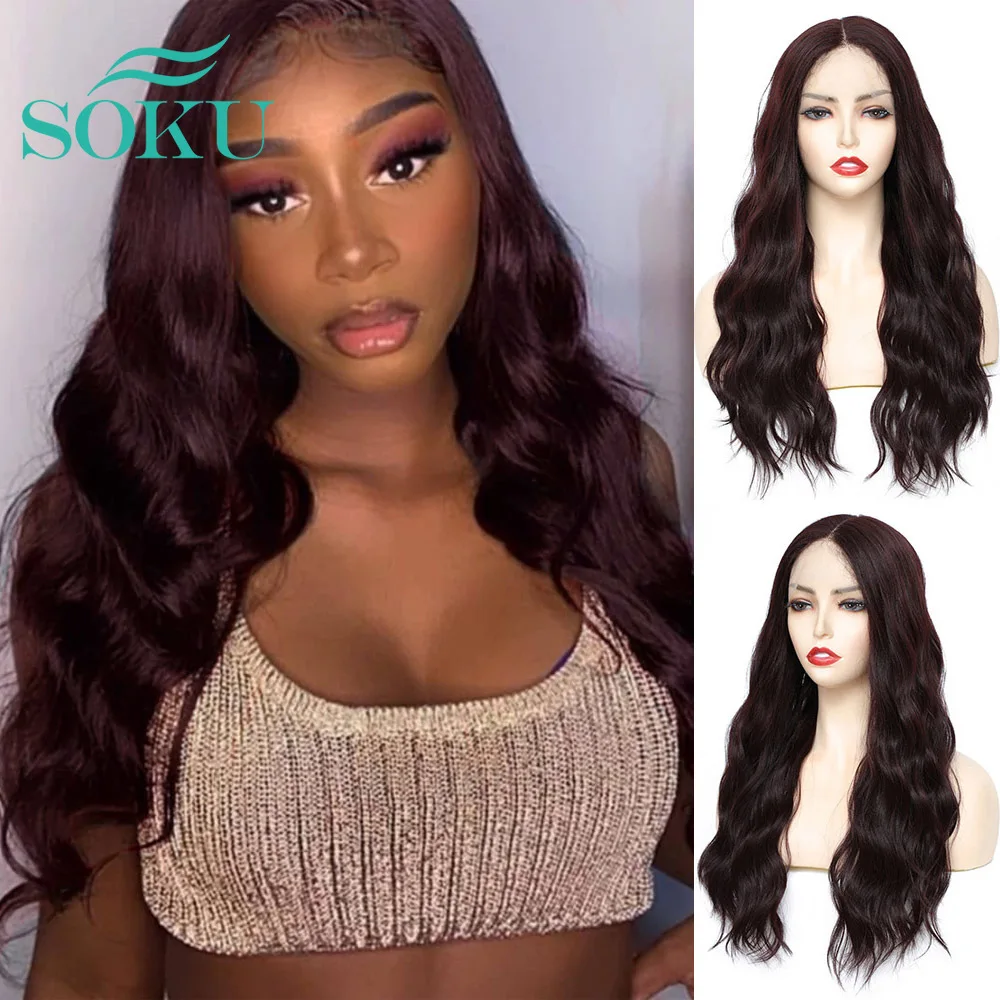Natural Wave 99J Synthetic Lace Front Wig Middle Part With Baby Hair For Black Women SOKU Daily Hair Wig Transparent Lace Wig
Natural Wave 99J Synthetic Lace Front Wig Middle Part With Baby Hair For Black Women SOKU Daily Hair Wig Transparent Lace Wig