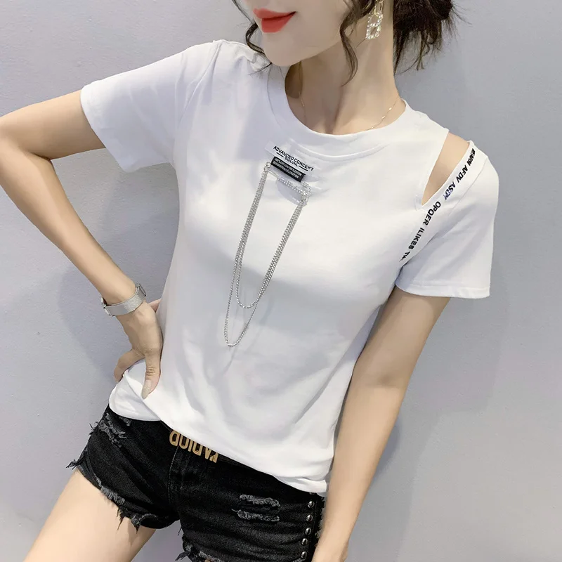 #7374 Black White Elastic Cotton Off Shoulder T Shirt Women O Neck Streetwear Hip Hop T Shirt Women Short Sleeve T-shirt Summer
#7374 Black White Elastic Cotton Off Shoulder T Shirt Women O Neck Streetwear Hip Hop T Shirt Women Short Sleeve T-shirt Summer