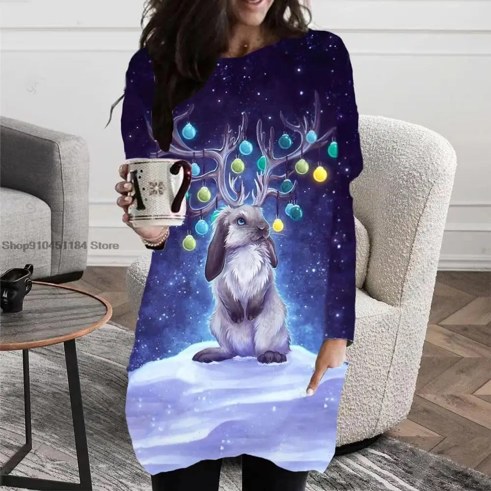 Christmas elk Painting T-shirt Autumn Winter 3D Printing Women Long Sleeve Pocket Dress Fashion Round Neck Long Sleeve Clothing
Christmas elk Painting T-shirt Autumn Winter 3D Printing Women Long Sleeve Pocket Dress Fashion Round Neck Long Sleeve Clothing