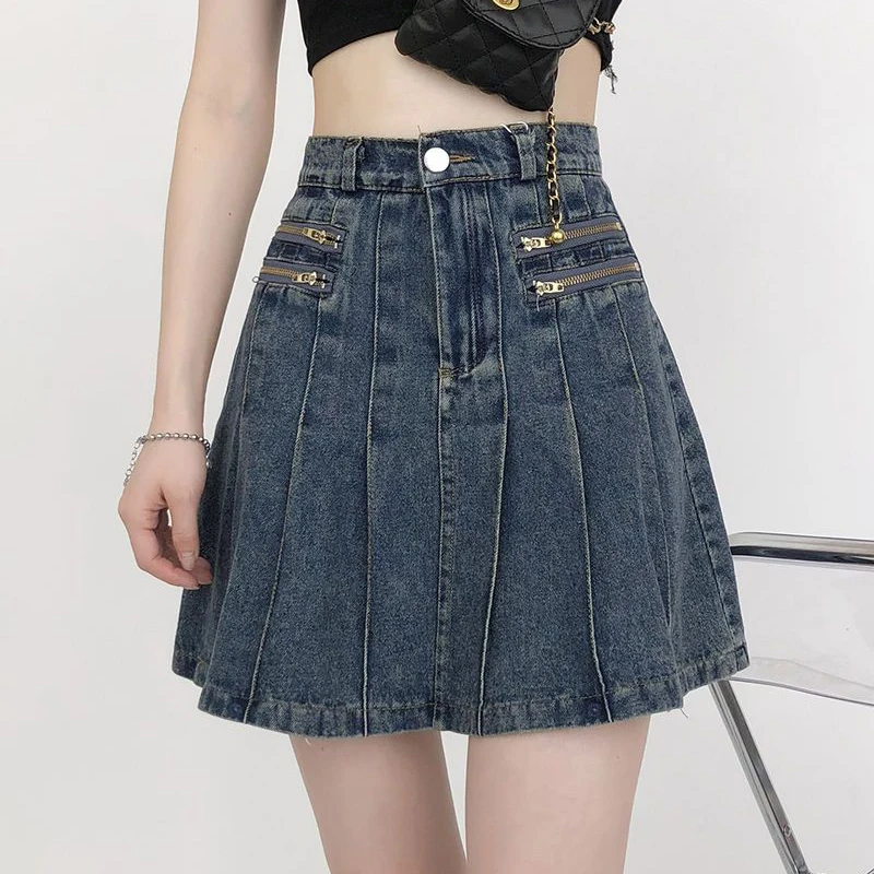 Gidyq High Waist Denim Pleated Skirts Summer Women Fashion Zipper Mini Skirts Korean Casual All Match Female A Line Jeans Skirts
Gidyq High Waist Denim Pleated Skirts Summer Women Fashion Zipper Mini Skirts Korean Casual All Match Female A Line Jeans Skirts