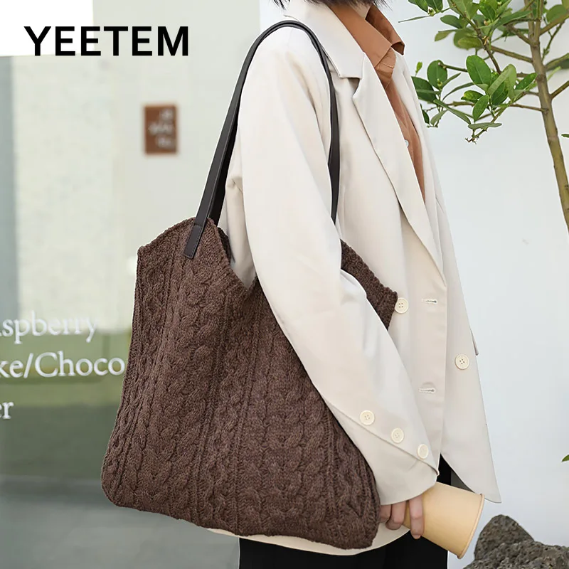 Simple Knitted Wool Handbags Casual Mori Style Literary Woven Handbags Fashion Solid Color Shoulder Bag
Simple Knitted Wool Handbags Casual Mori Style Literary Woven Handbags Fashion Solid Color Shoulder Bag