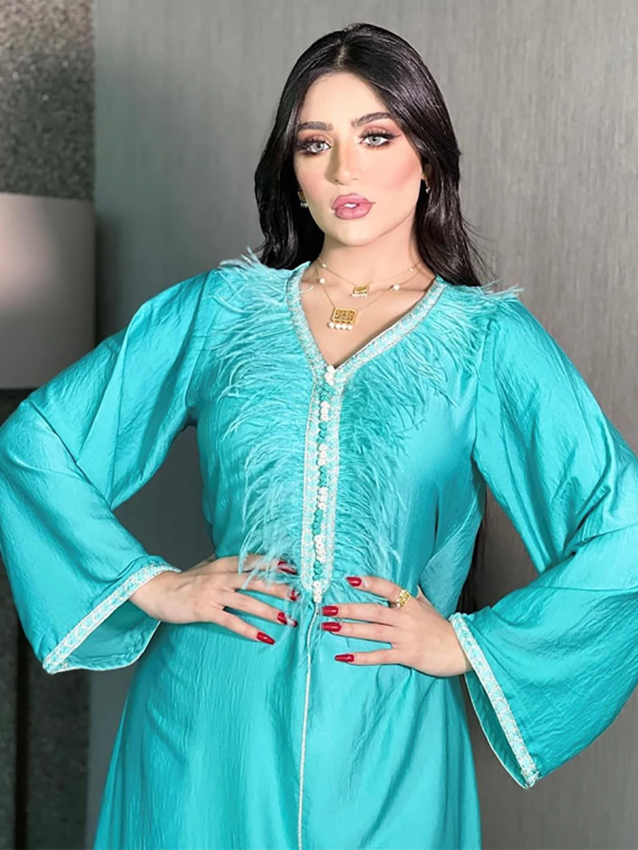 Saudi Arabic Satin Abaya Dubai Turkey Islamic Muslim Abaya Dress for Women Hijab Fur Patchwork Kaftan Robe Eid Mubarak Musulmane
Saudi Arabic Satin Abaya Dubai Turkey Islamic Muslim Abaya Dress for Women Hijab Fur Patchwork Kaftan Robe Eid Mubarak Musulmane