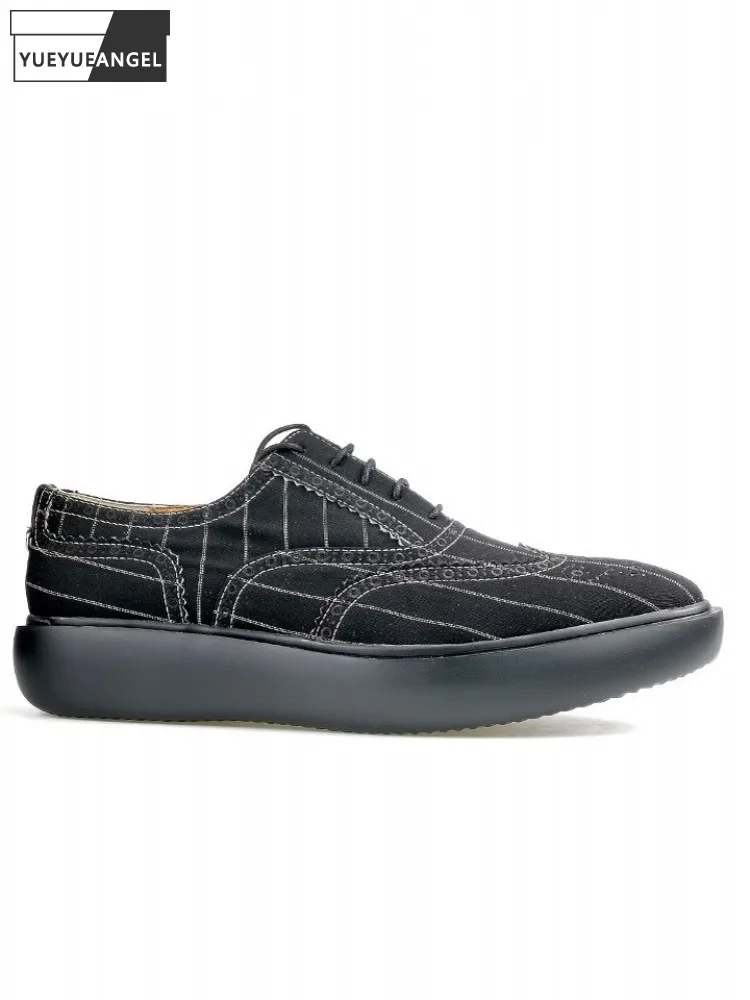 Embroidery Breathable Mens Striped Canvas Shoes Lace Up Height Increasing Platform Oxfords Casual Sneakers Carved Brogue Shoes
Embroidery Breathable Mens Striped Canvas Shoes Lace Up Height Increasing Platform Oxfords Casual Sneakers Carved Brogue Shoes