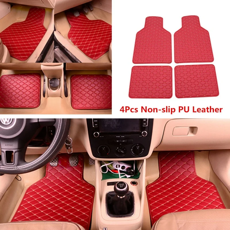 4pcs Red PU Leather Universal Car Floor Mats Front Rear Liner Carpet Car Styling
4pcs Red PU Leather Universal Car Floor Mats Front Rear Liner Carpet Car Styling