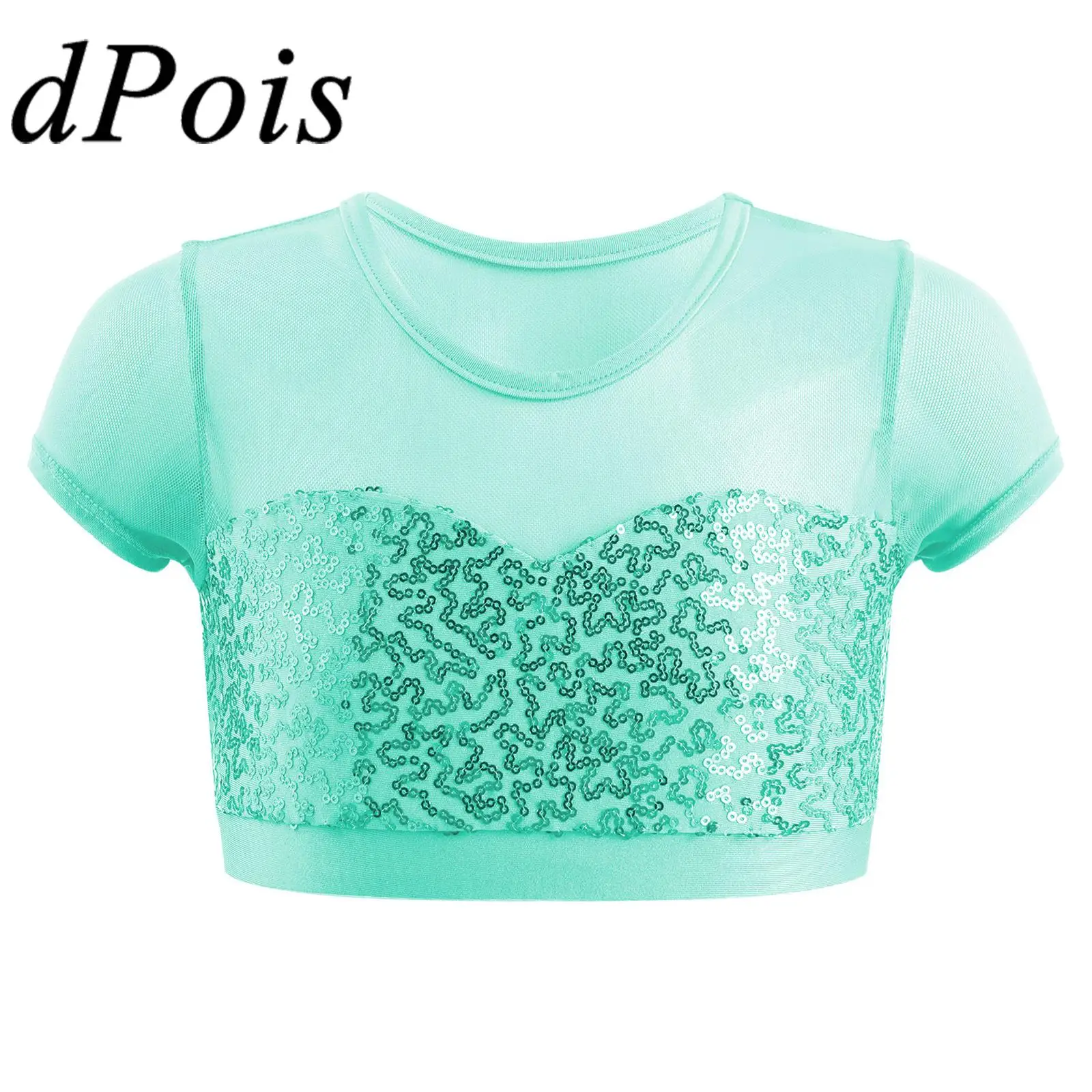 Girls Sequins Ballet Dance Crop Top Mesh Splice Short Sleeve Kids Gymnastic Tops For Jazz Dance Hiphop Stage Performance Costume
Girls Sequins Ballet Dance Crop Top Mesh Splice Short Sleeve Kids Gymnastic Tops For Jazz Dance Hiphop Stage Performance Costume