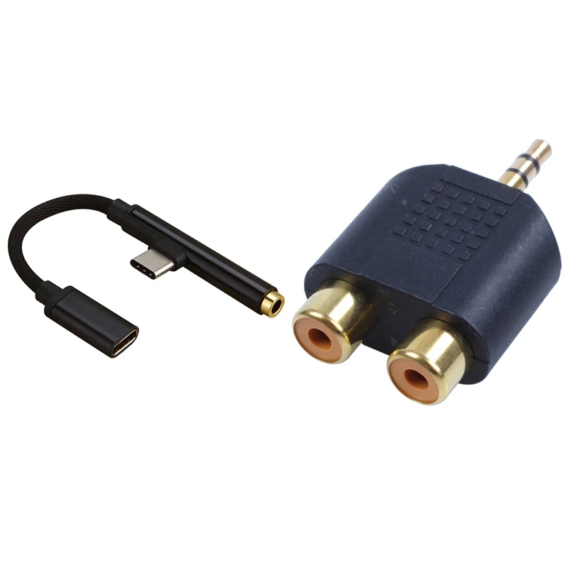 1 Pcs 1/8Inch 3.5Mm Jack To 2 RCA Adaptor & 1 Pcs Type-C To USB-C 3.5Mm Jack Aux Earphone Cable Adapter
1 Pcs 1/8Inch 3.5Mm Jack To 2 RCA Adaptor & 1 Pcs Type-C To USB-C 3.5Mm Jack Aux Earphone Cable Adapter