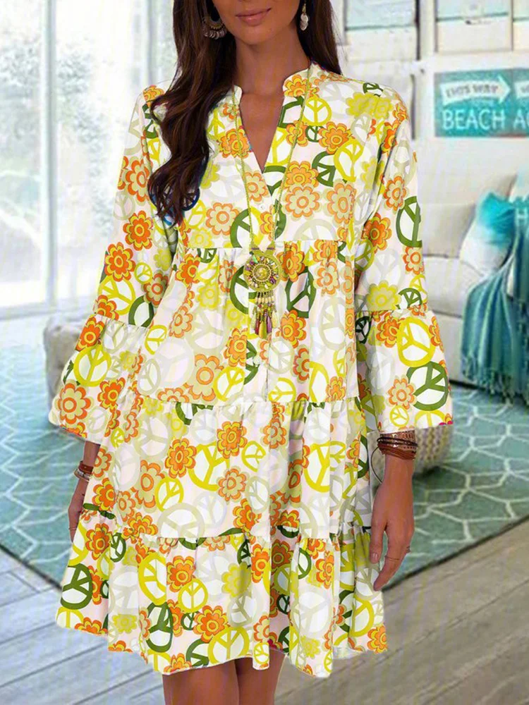 Женское винтажное платье с цветочным принтом, повседневное мини-платье с рукавом 3/4 и V-образным вырезом, офисные свободные платья на пугови...
Женское винтажное платье с цветочным принтом, повседневное мини-платье с рукавом 3/4 и V-образным вырезом, офисные свободные платья на пугови...