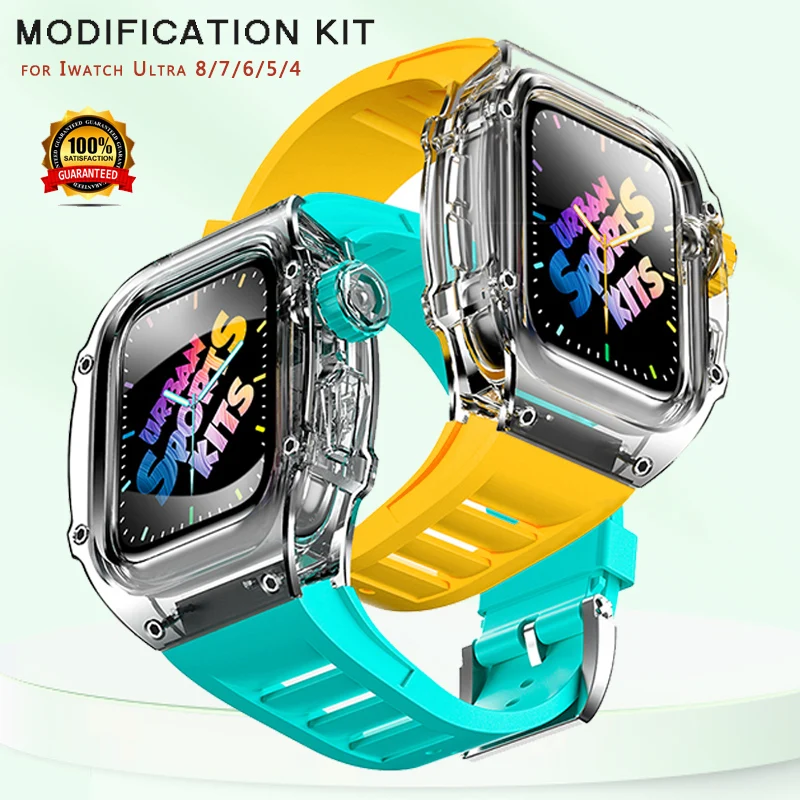 Transparent Luxury Modification Kit Case Band For Apple Watch Series 8 7 6 5 4 SE 45MM 44MM Fluorine Rubber Sports Watchband New
Transparent Luxury Modification Kit Case Band For Apple Watch Series 8 7 6 5 4 SE 45MM 44MM Fluorine Rubber Sports Watchband New