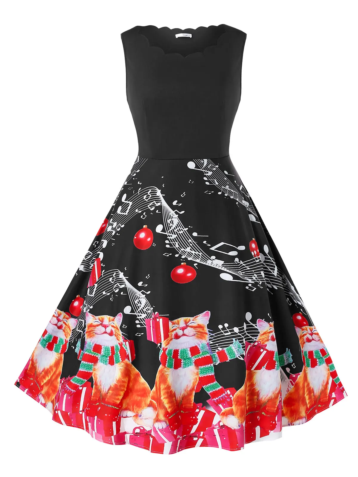 Christmas Vintage Cat Print Swing Dress Forgirls Elegant Slim Sleeveless Casual Vestidos Party Women'S Fit Flare Dress
Christmas Vintage Cat Print Swing Dress Forgirls Elegant Slim Sleeveless Casual Vestidos Party Women'S Fit Flare Dress