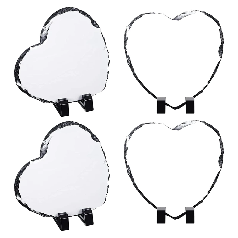 4Pcs Sublimated Slate Heart Shaped Blank Slate Rock Slate With Display Stand For DIY Personalized Photo Frame
4Pcs Sublimated Slate Heart Shaped Blank Slate Rock Slate With Display Stand For DIY Personalized Photo Frame