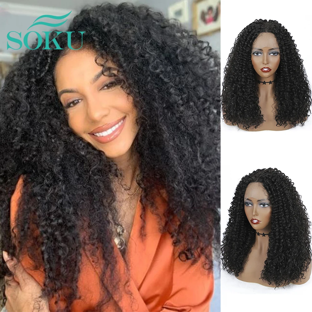 Kinky Curly Lace Front Wig Middle Part Synthetic Wig With Baby Hair SOKU Natural Color Heat Resistant Fiber Hair For Black Women
Kinky Curly Lace Front Wig Middle Part Synthetic Wig With Baby Hair SOKU Natural Color Heat Resistant Fiber Hair For Black Women
