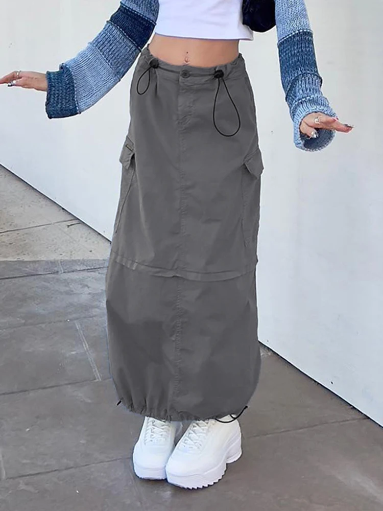 WeiYao серая плетеная длинная юбка в стиле карго Y2K, шикарная дизайнерская уличная одежда с карманами и заниженной талией, повседневные женски...
WeiYao серая плетеная длинная юбка в стиле карго Y2K, шикарная дизайнерская уличная одежда с карманами и заниженной талией, повседневные женски...