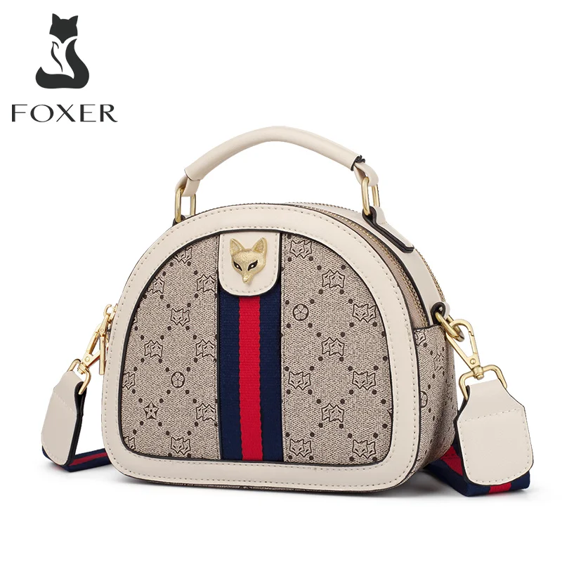 FOXER Signature Printing Vintage PVC Leather Boston Handbag Lady Fashion Shoulder Crossbody Bag For Women Commute Top Handle Bag
FOXER Signature Printing Vintage PVC Leather Boston Handbag Lady Fashion Shoulder Crossbody Bag For Women Commute Top Handle Bag