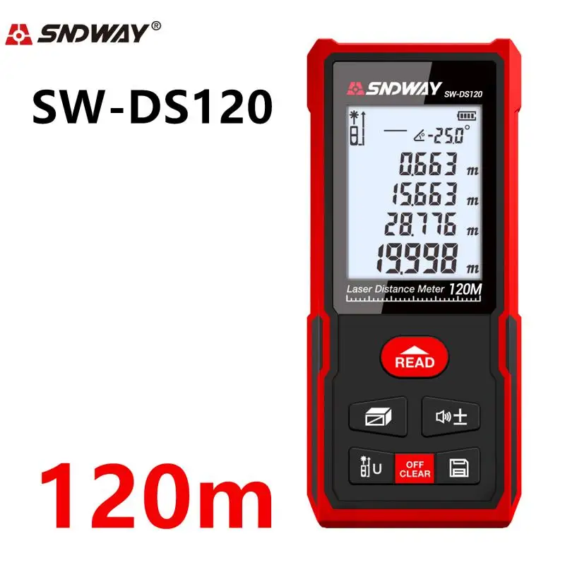 Sndway Laser Rangefinder Distance Meter 50m 70m 100m 120m Electronic Roulette Digital Laser Tape Measure Range Finder
Sndway Laser Rangefinder Distance Meter 50m 70m 100m 120m Electronic Roulette Digital Laser Tape Measure Range Finder