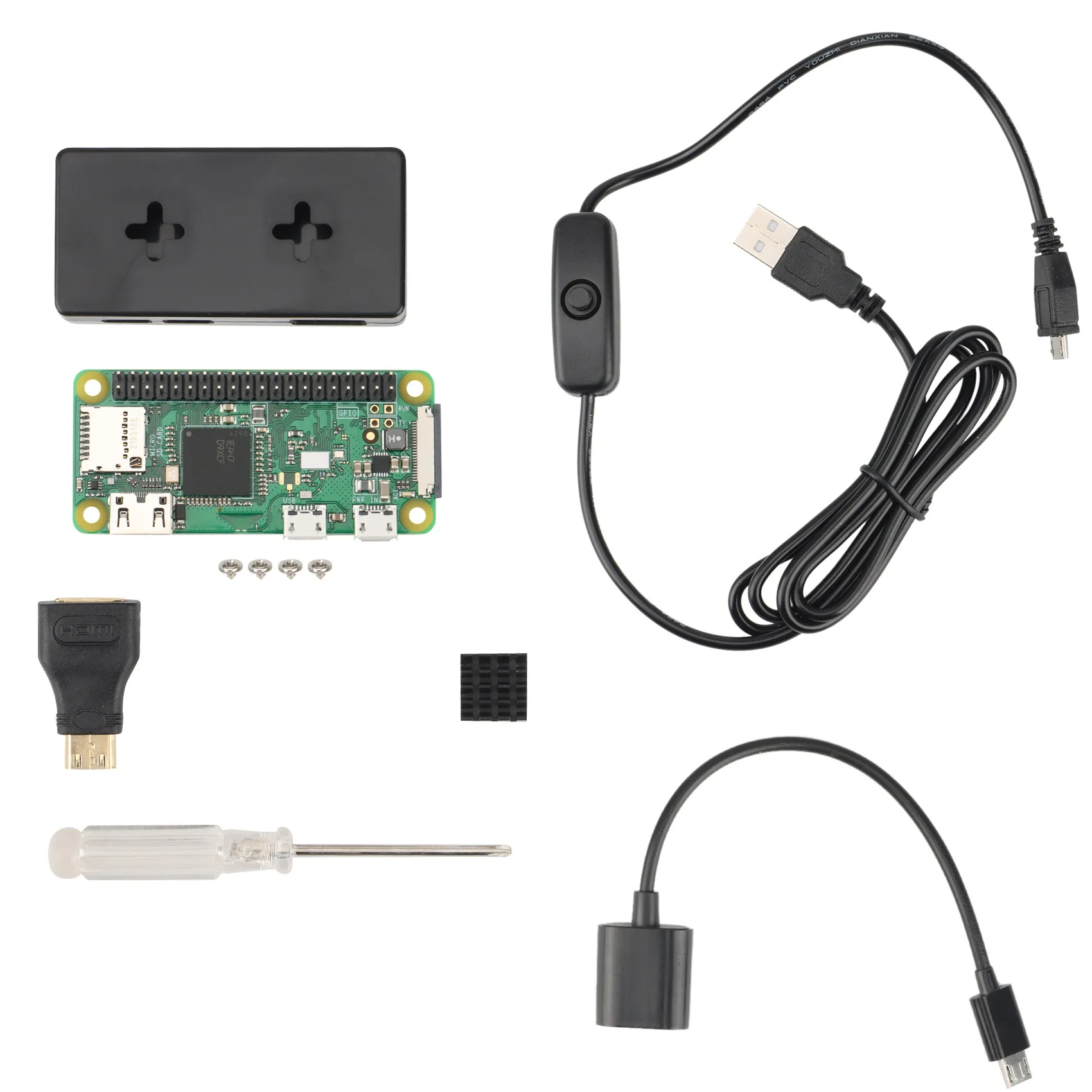 Для Raspberry Pi Zero W Kit + чехол + адаптер, с радиатором Raspberry Pi Zero, 20Pin GPIO Header, OTG кабель, отвертка
Для Raspberry Pi Zero W Kit + чехол + адаптер, с радиатором Raspberry Pi Zero, 20Pin GPIO Header, OTG кабель, отвертка