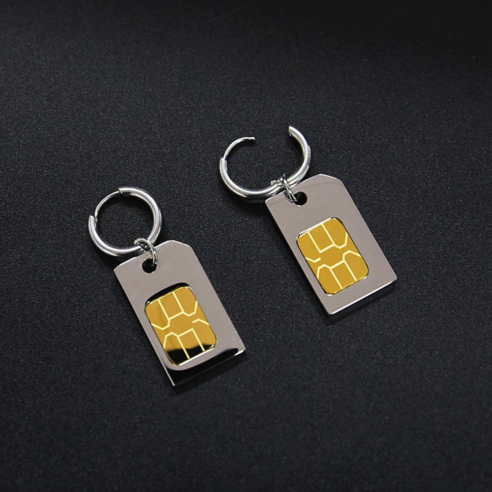 Серьги-кольца из нержавеющей стали с SIM-картой для мужчин и женщин, модные ювелирные украшения для телефона, в стиле хип-хоп, хороший подарок 
Серьги-кольца из нержавеющей стали с SIM-картой для мужчин и женщин, модные ювелирные украшения для телефона, в стиле хип-хоп, хороший подарок