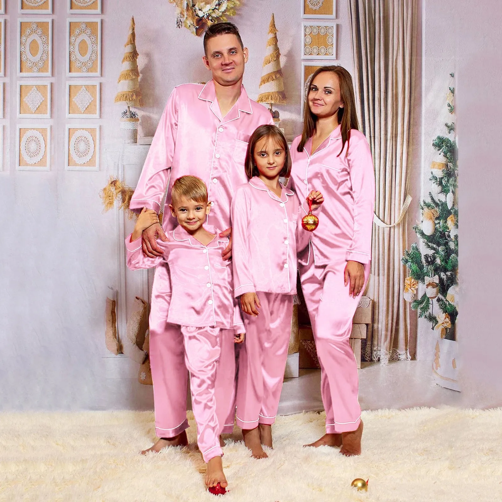 Однотонная одежда для сна PJ, Женский пижамный комплект, атласная семейная Домашняя одежда, одинаковая шелковая одежда на Хэллоуин, 2022
Однотонная одежда для сна PJ, Женский пижамный комплект, атласная семейная Домашняя одежда, одинаковая шелковая одежда на Хэллоуин, 2022
