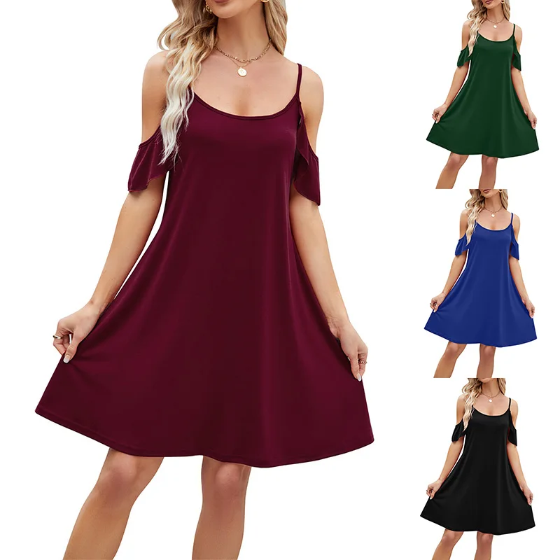 Женское однотонное платье-пуловер с открытыми плечами, открытой спиной и коротким рукавом
Женское однотонное платье-пуловер с открытыми плечами, открытой спиной и коротким рукавом