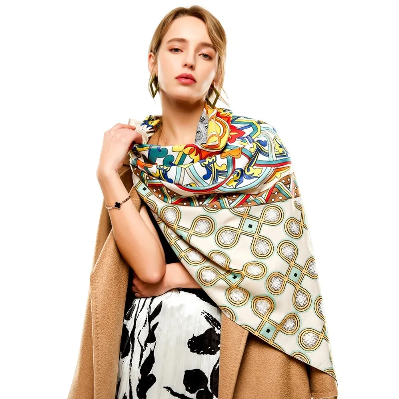 Twill Print Women's Square Scarf 130*130cm Multifunctional Large Spring Autumn Sunscreen Headscarf for Women Free Shipping
Twill Print Women's Square Scarf 130*130cm Multifunctional Large Spring Autumn Sunscreen Headscarf for Women Free Shipping