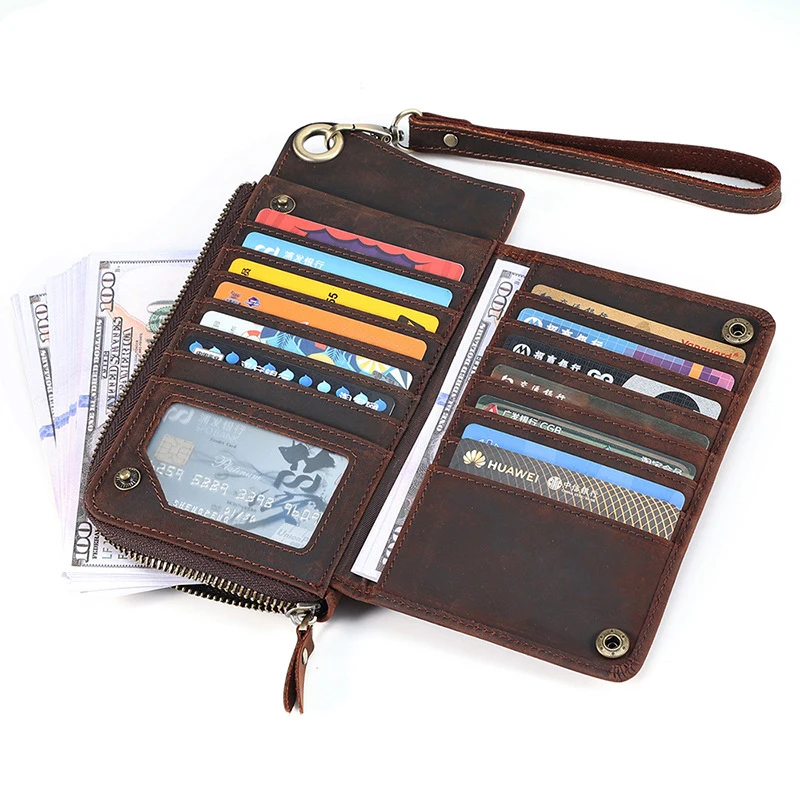 Men's Vintage Crazy Horse Leather Wristband Wallet Genuine Leather Bifold Long Wallet Card Holder Purse Zipper Coin Rfid Pocket
Men's Vintage Crazy Horse Leather Wristband Wallet Genuine Leather Bifold Long Wallet Card Holder Purse Zipper Coin Rfid Pocket