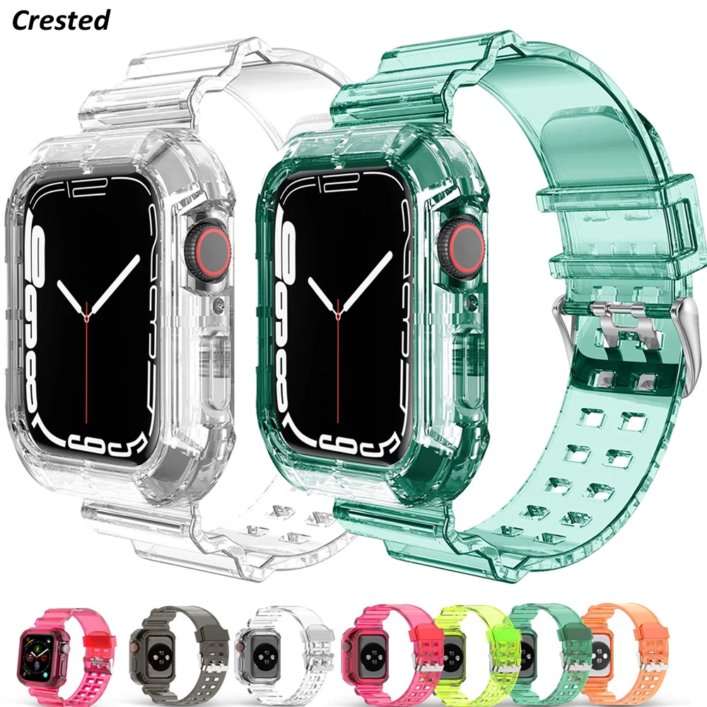 Case+Strap for Apple Watch Band 44mm 40mm 45mm 41mm 42mm 38mm Accessories Transparent Silicone Bracelet iWatch series 3 5 6 se 7
Case+Strap for Apple Watch Band 44mm 40mm 45mm 41mm 42mm 38mm Accessories Transparent Silicone Bracelet iWatch series 3 5 6 se 7