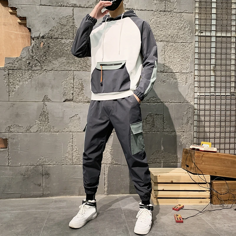 

New2022 Suit Male Set Track Suits Sweatsuit Man Tracksuit Mens Set Pant Zipper Pockets Outwear 2PC Jacket+Pants Sets 2022 New