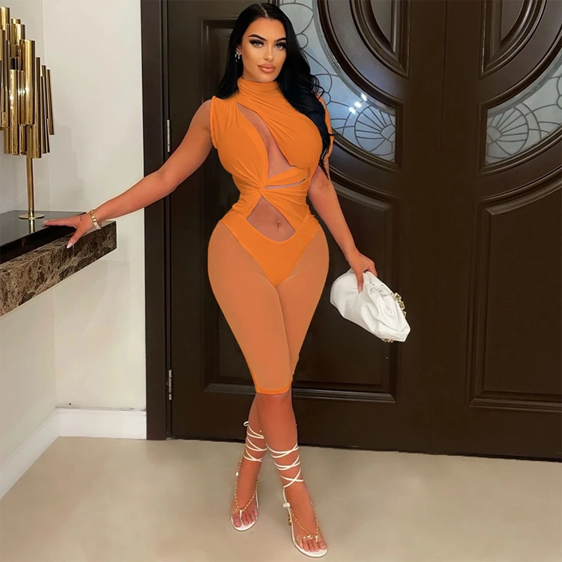 Mesh Patchwork Sexy Playsuit Women Cut Out Ruched Sleeveless Rompers Women Jumpsuit Club See-through Bodycon One Piece Jumpsuit
Mesh Patchwork Sexy Playsuit Women Cut Out Ruched Sleeveless Rompers Women Jumpsuit Club See-through Bodycon One Piece Jumpsuit