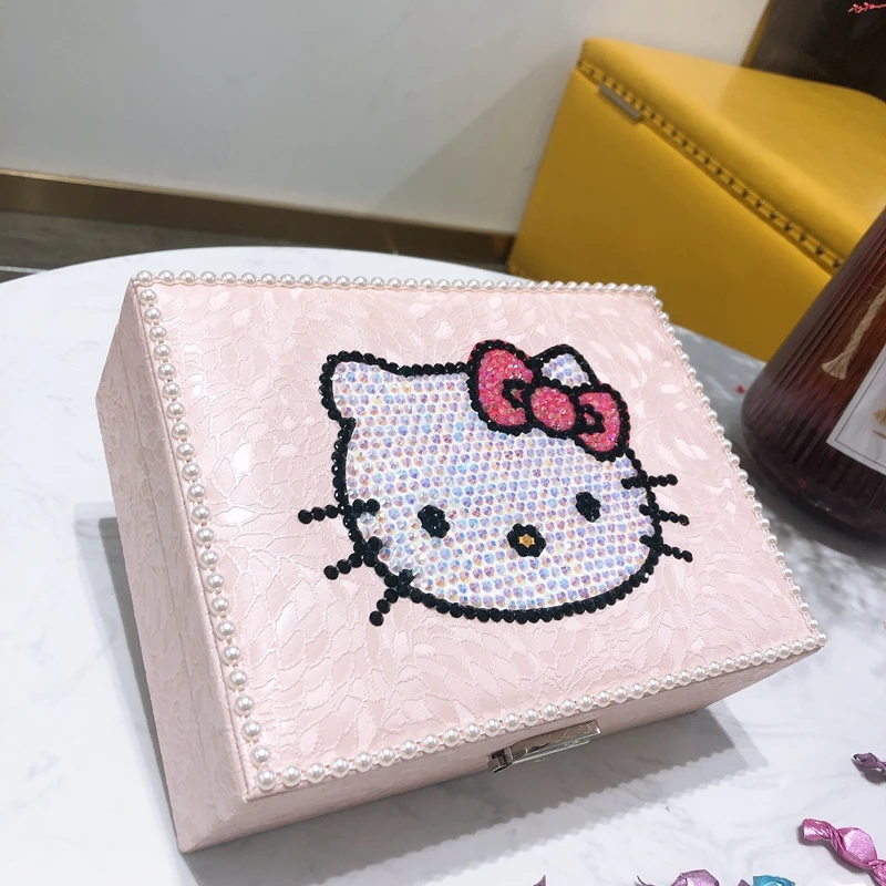 Sanrio Hellokitty Double Sticky Diamond with Lock Jewelry Box Storage Multifunctional Cute Princess Earrings Kawaii Girl Gift
Sanrio Hellokitty Double Sticky Diamond with Lock Jewelry Box Storage Multifunctional Cute Princess Earrings Kawaii Girl Gift