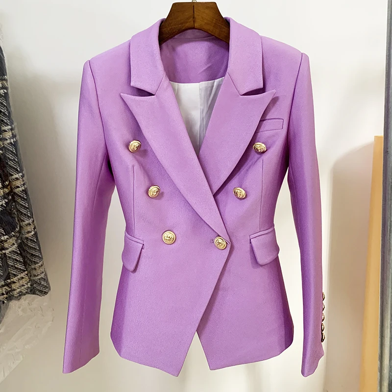 HIGH QUALITY Star Style Fashion Newest 2022 Designer Jacket Women's Lion Buttons Double Breasted Slim Fitting Pique Blazer Lilac
HIGH QUALITY Star Style Fashion Newest 2022 Designer Jacket Women's Lion Buttons Double Breasted Slim Fitting Pique Blazer Lilac