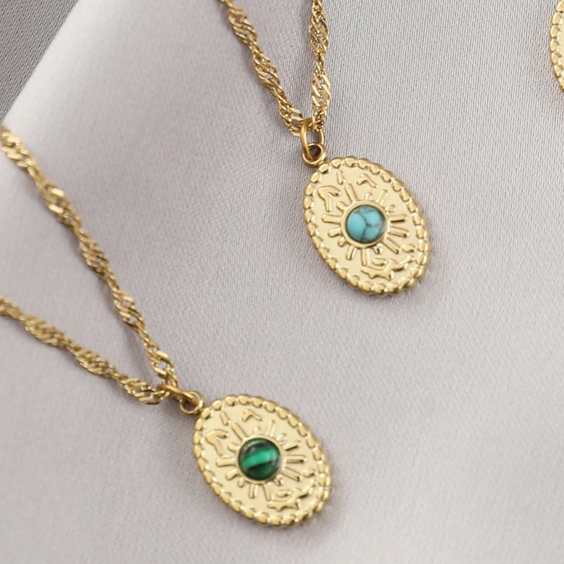 Retro Stainless Steel Necklace for Women Jewelry Oval Inlaid Zircon Natural Stone Pendant Necklace Squashed O-shaped Chain
Retro Stainless Steel Necklace for Women Jewelry Oval Inlaid Zircon Natural Stone Pendant Necklace Squashed O-shaped Chain