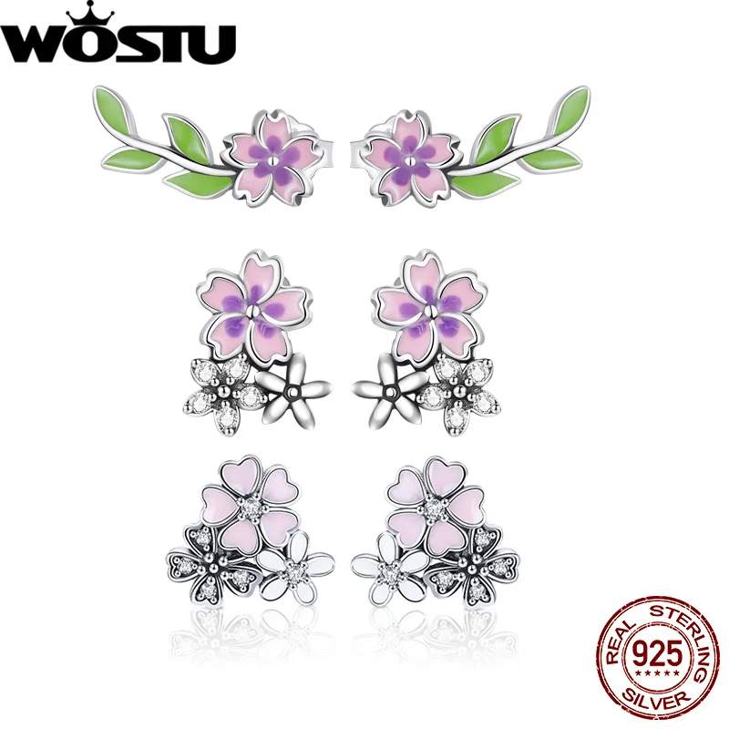 WOSTU Hot Sale 925 Sterling Silver Poetic Cherry Blooms Flowers Stud Earrings for Women Fashion Original Silver Jewelry FIE400 
WOSTU Hot Sale 925 Sterling Silver Poetic Cherry Blooms Flowers Stud Earrings for Women Fashion Original Silver Jewelry FIE400