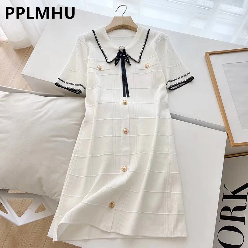White Knit Mini Dress For Women Vintage French Bow Short Sleeve Black Vestidos Elegant Casual Party Dresses 2022 New Robe
White Knit Mini Dress For Women Vintage French Bow Short Sleeve Black Vestidos Elegant Casual Party Dresses 2022 New Robe