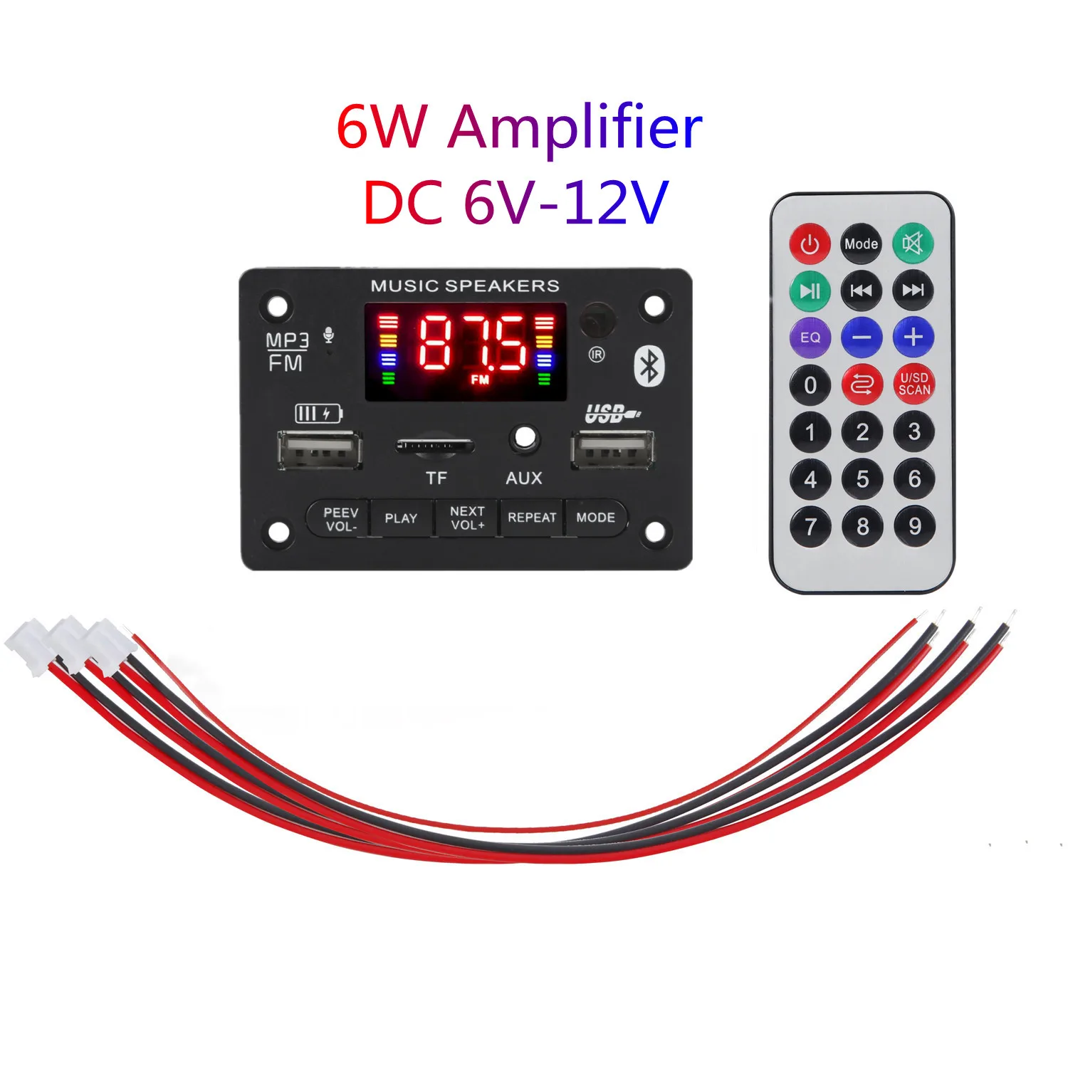 Car Kit DC 12V 2 x 3W Amplifier Car MP3 Player Decoder Board Bluetooth Wireless FM Radio Module TF USB AUX Audio
Car Kit DC 12V 2 x 3W Amplifier Car MP3 Player Decoder Board Bluetooth Wireless FM Radio Module TF USB AUX Audio