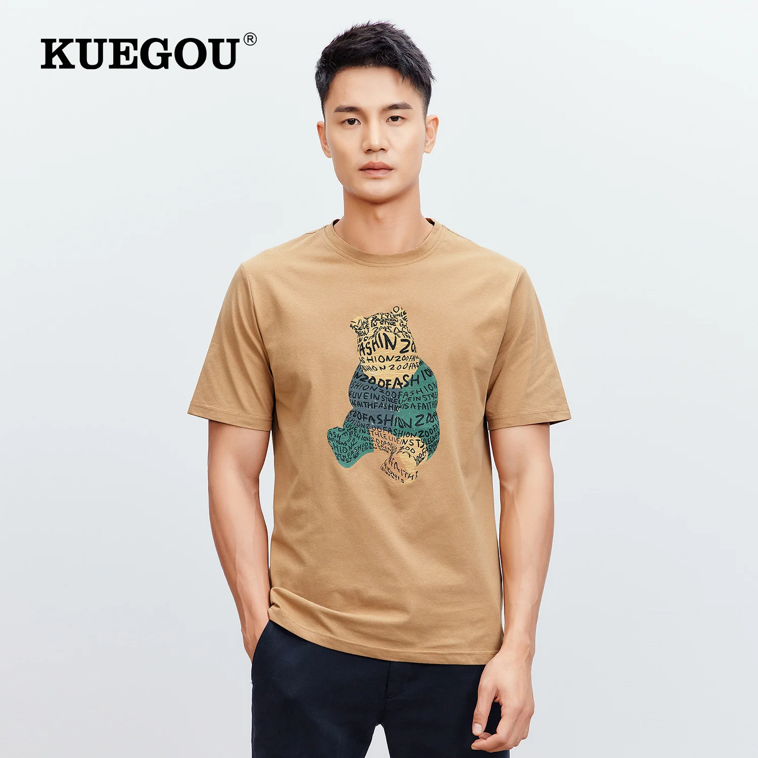 KUEGOU 2022 Summer 100 Cotton Print White Letter T Shirt Men Tshirt Brand T-shirt Short Sleeve Tee Shirt Fashion Clothes 10895 
KUEGOU 2022 Summer 100 Cotton Print White Letter T Shirt Men Tshirt Brand T-shirt Short Sleeve Tee Shirt Fashion Clothes 10895