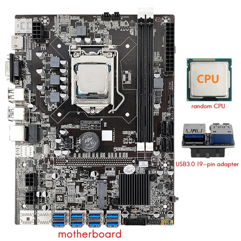 B75 8 GPU Mining Motherboard+Random CPU+USB3.0 19-Pin Adapter 8 USB3.0 (PCIE) Slot LGA1155 DDR3 RAM SATA3.0 For BTC/ETH
B75 8 GPU Mining Motherboard+Random CPU+USB3.0 19-Pin Adapter 8 USB3.0 (PCIE) Slot LGA1155 DDR3 RAM SATA3.0 For BTC/ETH