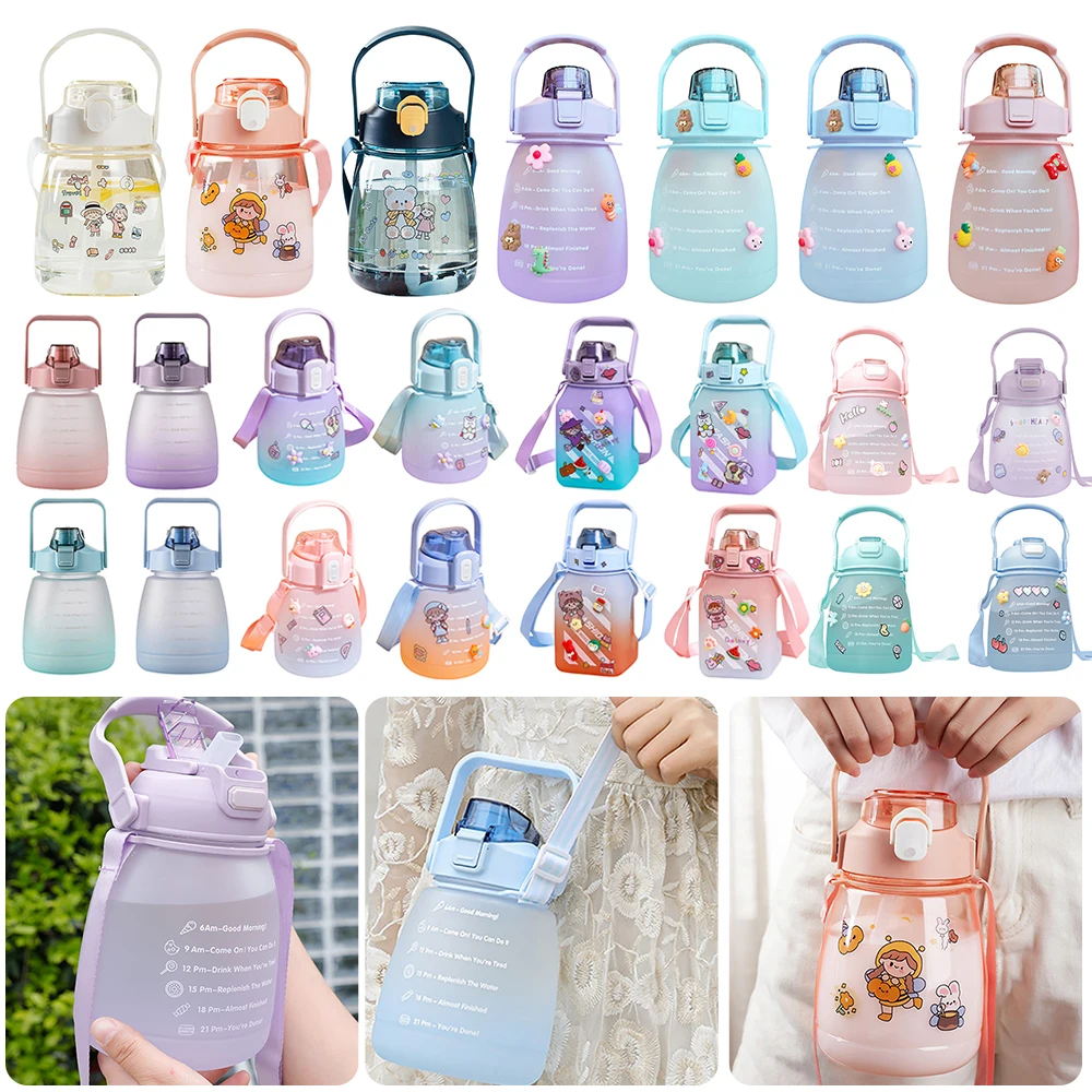 Water Bottle Student Drink Bottle With Straw Leak-proof Frosted Cup Large Capacity Fitness Jugs Time Marker Sports Plastic Cups
Water Bottle Student Drink Bottle With Straw Leak-proof Frosted Cup Large Capacity Fitness Jugs Time Marker Sports Plastic Cups