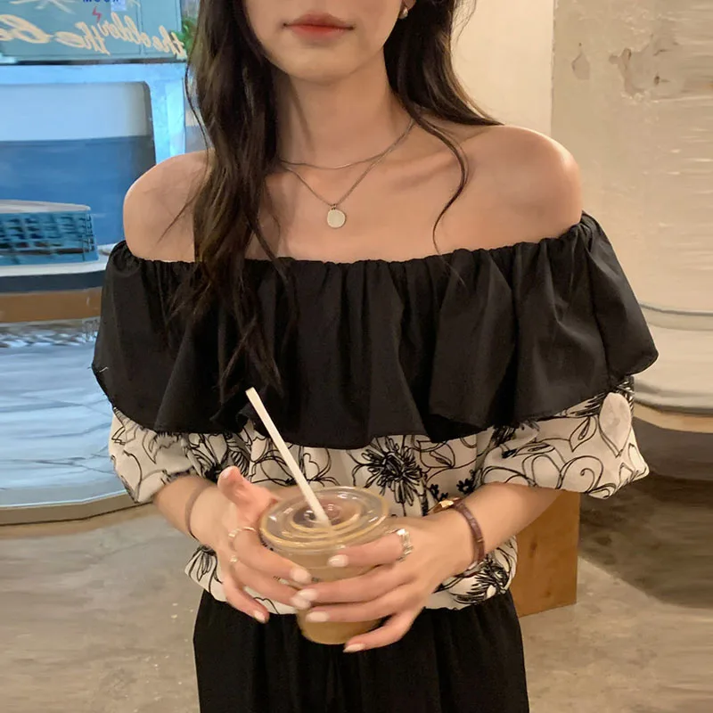 Женская блузка с рукавами-фонариками, элегантная рубашка составного кроя с воротником-лодочкой и оборками, Свободный Повседневный Топ в Ко...
Женская блузка с рукавами-фонариками, элегантная рубашка составного кроя с воротником-лодочкой и оборками, Свободный Повседневный Топ в Ко...