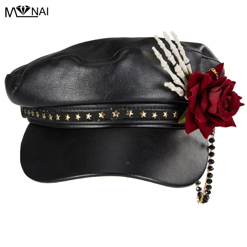 Steampunk Skeleton Hand Cap Lolita Beaded Chains Casquette Cap Gothic Rose Beret
Steampunk Skeleton Hand Cap Lolita Beaded Chains Casquette Cap Gothic Rose Beret