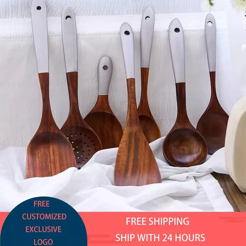 1/7 Pcs Wooden Kitchen Utensils Set Appliances Special Non-Stick Set Pure Natural Teak Solid Wood Long Handle Shovel Tools
1/7 Pcs Wooden Kitchen Utensils Set Appliances Special Non-Stick Set Pure Natural Teak Solid Wood Long Handle Shovel Tools