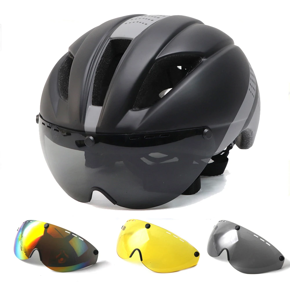 

Aero TT Time Trial Cycling Helmet For Men Women Goggles Race Road Bike Helmet With Lens Casco Ciclismo Bicycle Safety Equipment