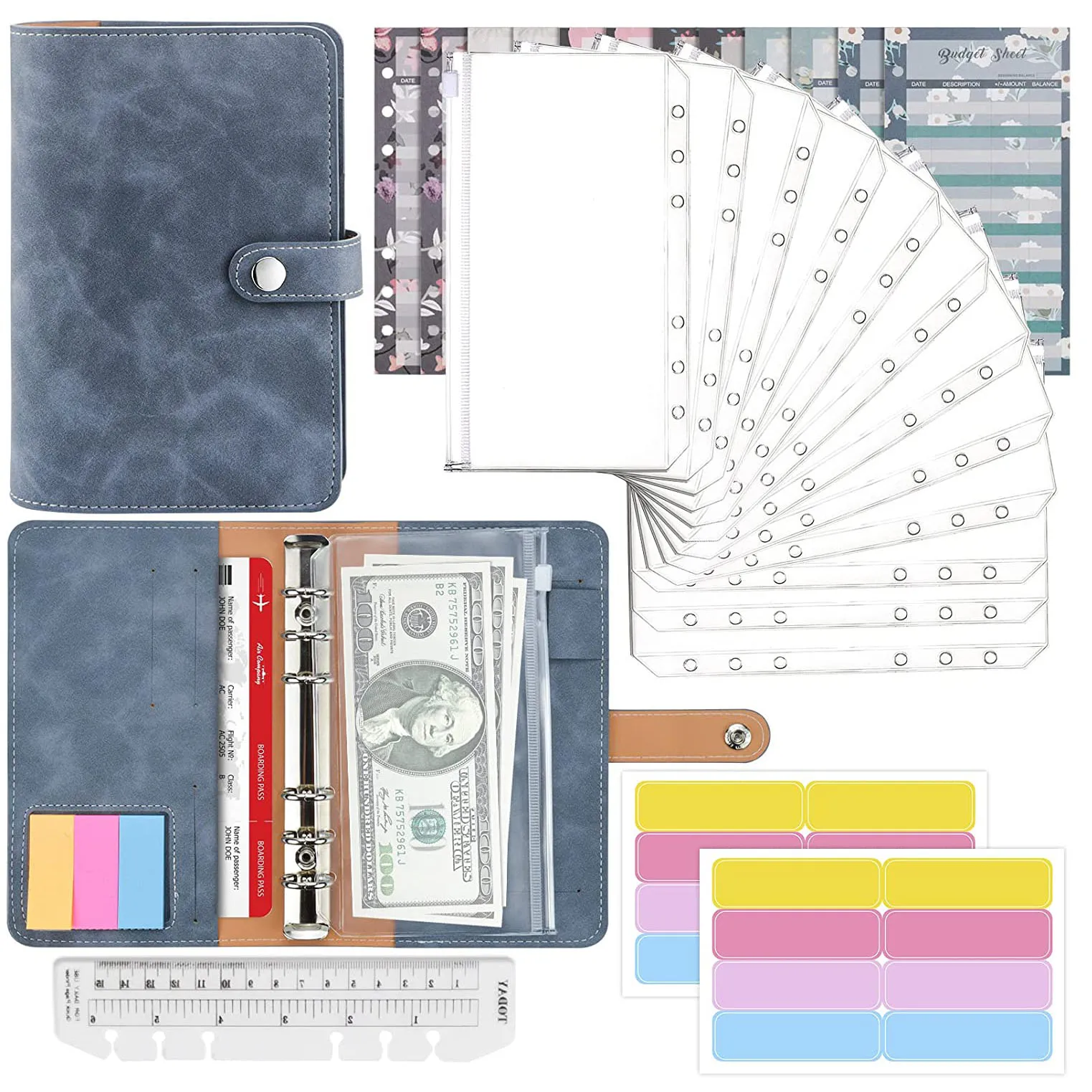 28Pcs A6 PU Leather Binder Budget Notebook Folders with Clear Binder Pockets ,Budget Sheets, Label Stickers, for Money Saving
28Pcs A6 PU Leather Binder Budget Notebook Folders with Clear Binder Pockets ,Budget Sheets, Label Stickers, for Money Saving