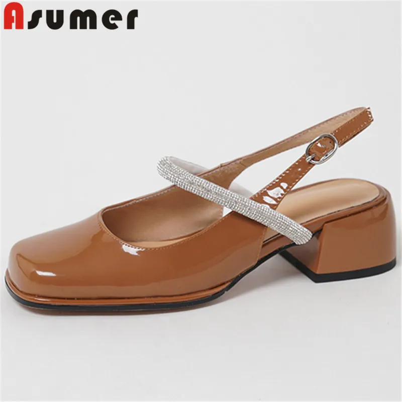 ASUMER 2022 Size 33-43 New Buckle Patent Leather Women Sandals Slingbacks Square Med Heels Sandals Ladies Dress Shoes
ASUMER 2022 Size 33-43 New Buckle Patent Leather Women Sandals Slingbacks Square Med Heels Sandals Ladies Dress Shoes