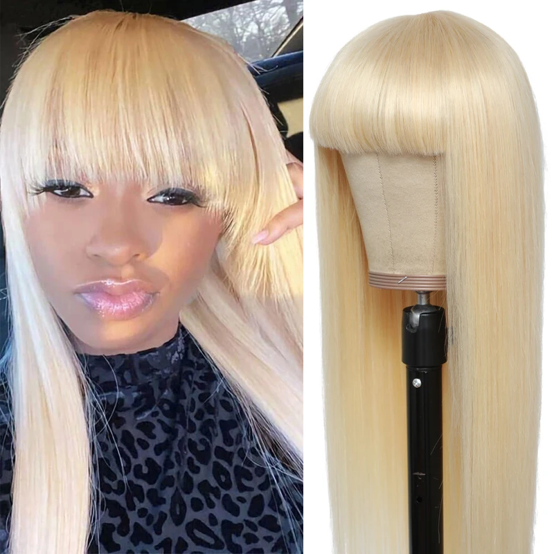 Brazilian Straight Human Hair Wig With Bangs 613 Honey Blonde Bangs Wig Remy Hair Fringe Wigs For Black Women 150% KEMY 
Brazilian Straight Human Hair Wig With Bangs 613 Honey Blonde Bangs Wig Remy Hair Fringe Wigs For Black Women 150% KEMY