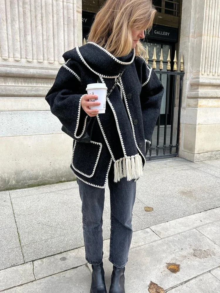 Winter Women's Coat With Scarf Loose Long Sleeve Single Breasted Coats Female 2023 Fashion Match All Warm Lady
Winter Women's Coat With Scarf Loose Long Sleeve Single Breasted Coats Female 2023 Fashion Match All Warm Lady