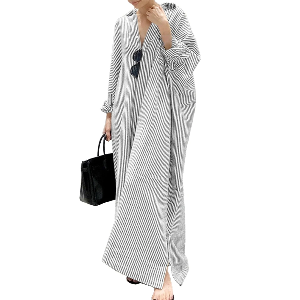 Daily Holiday Womens Dress Shirt Dress Cotton Linen Long Sleeve Long Tops Tunic Maxi Kaftan Dress Stripe Baggy New
Daily Holiday Womens Dress Shirt Dress Cotton Linen Long Sleeve Long Tops Tunic Maxi Kaftan Dress Stripe Baggy New