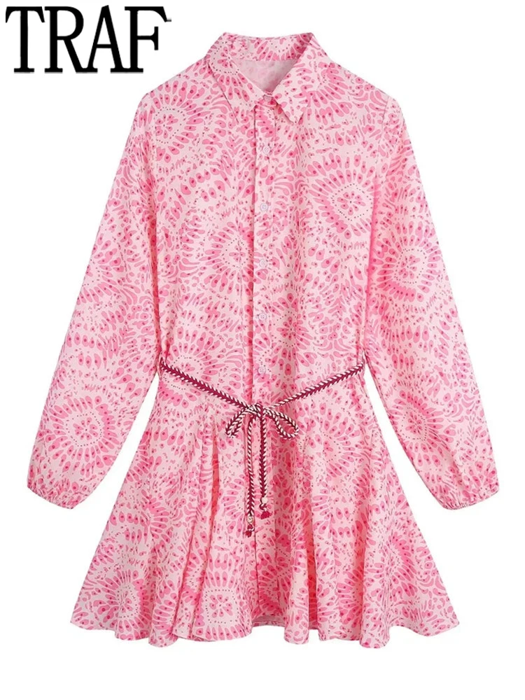 TRAF Printed Pink Shirt Dress Woman Ruffle Short Dresses For Women 2022 Long Sleeve Casual Female Dress Tied Belt Summer Dresses
TRAF Printed Pink Shirt Dress Woman Ruffle Short Dresses For Women 2022 Long Sleeve Casual Female Dress Tied Belt Summer Dresses