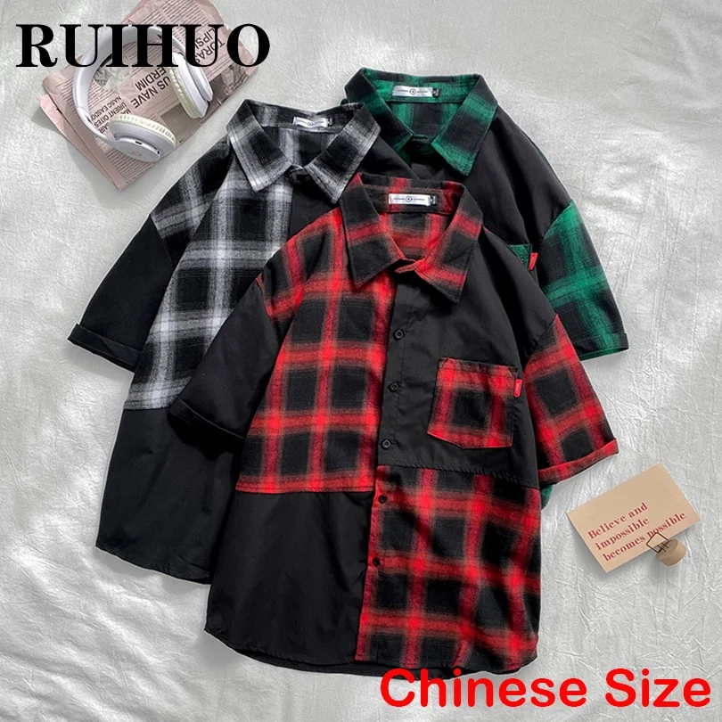 RUIHUO Short Sleeve Plaid Shirt Men Fashion Clothing Chinese Size 4XL Summer Men Shirt Clothes Harajuku 2022 Spring New Arrivals
RUIHUO Short Sleeve Plaid Shirt Men Fashion Clothing Chinese Size 4XL Summer Men Shirt Clothes Harajuku 2022 Spring New Arrivals