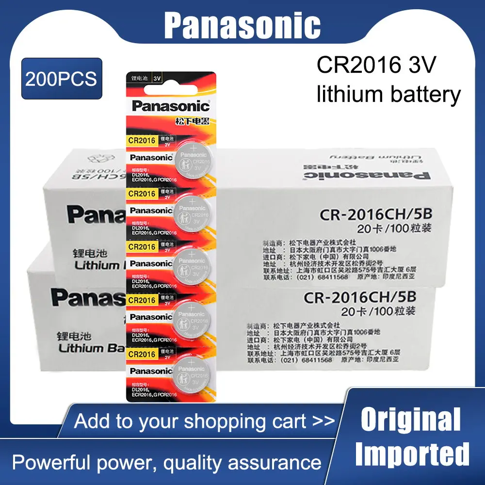 200pcs original brand new battery for PANASONIC cr2016 3v button cell coin batteries for watch computer cr 2016 For Control Toy
200pcs original brand new battery for PANASONIC cr2016 3v button cell coin batteries for watch computer cr 2016 For Control Toy
