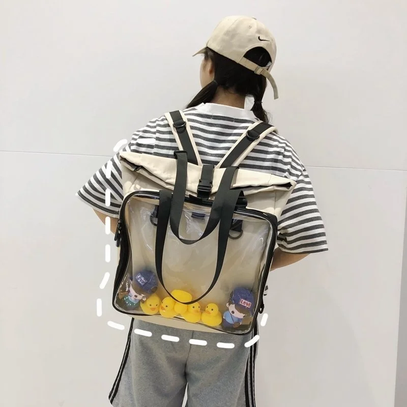 Female Clear Bag Backpack Schoolbag for Teenagers Girls Women Transparent Multifunctional Backpack Without Ducks
Female Clear Bag Backpack Schoolbag for Teenagers Girls Women Transparent Multifunctional Backpack Without Ducks