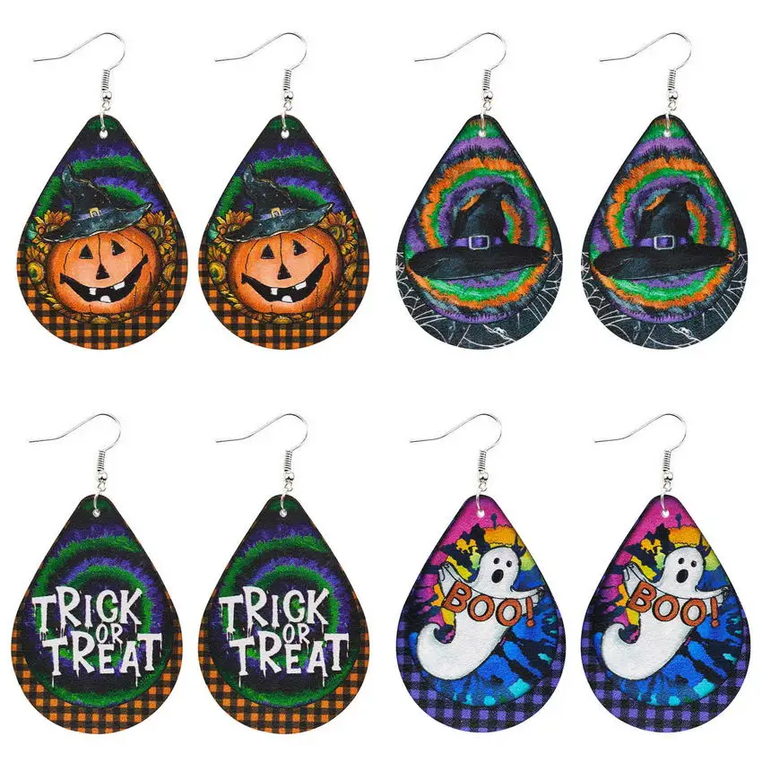 Boo Halloween Tie Dye Spiral Witch Hat Pumpkin Earrings for Women Buffalo Plaid Teardrop Leather Earrings Jewelry Wholesale
Boo Halloween Tie Dye Spiral Witch Hat Pumpkin Earrings for Women Buffalo Plaid Teardrop Leather Earrings Jewelry Wholesale